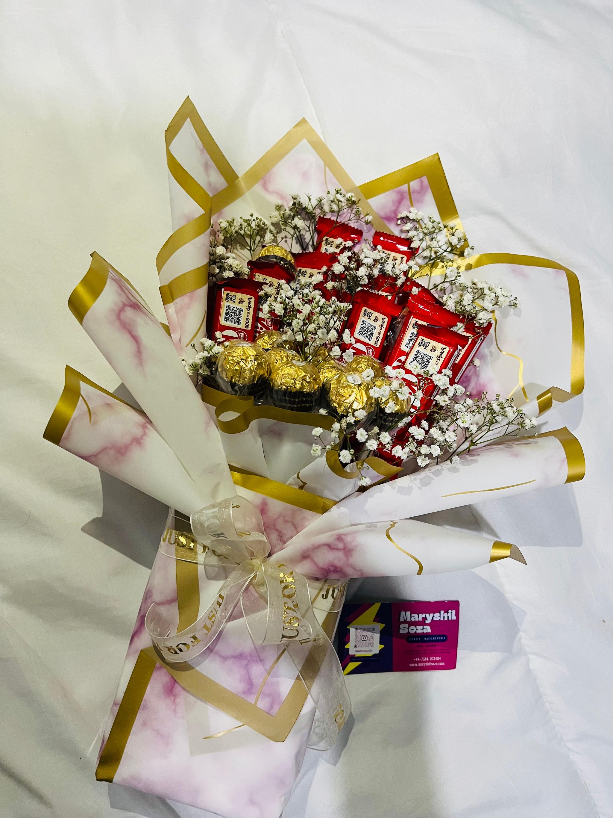 Chocolate Bouquet with 12 KitKat and 10 Ferraro added with Filling flowers_1