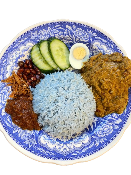 Nasi Lemak Bunga Telang with Ayam Rendang_0