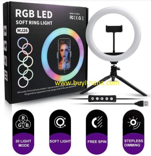 RGB LED SOFT RING LIGHT ( MJ20 ) STREAMING LIGHT _0