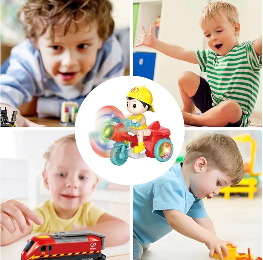 Jouet de tricycle cascadeur, jouet de moto cascadeur, jouet de moto avec figurine d'équitation, jouets de cyclisme avec lumières Push Pull, véhicule de performance de cascade exquis amusant pour anniv _1