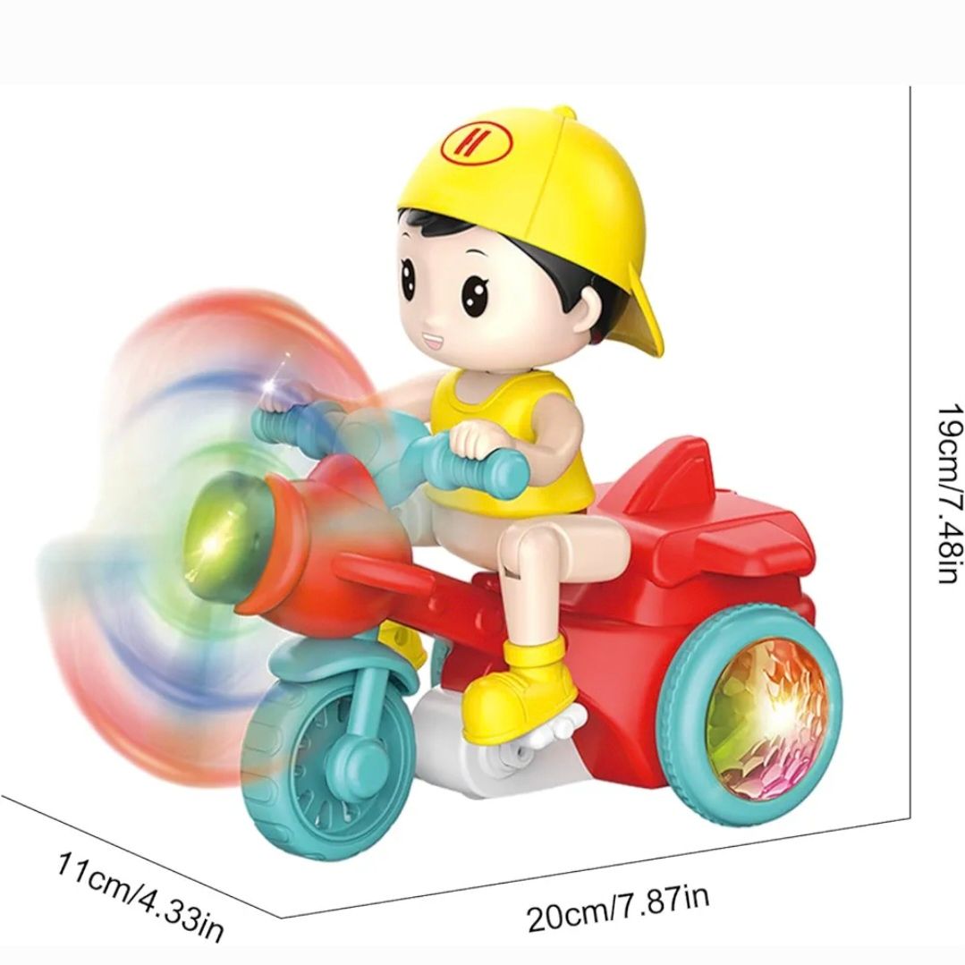 Jouet de tricycle cascadeur, jouet de moto cascadeur, jouet de moto avec figurine d'équitation, jouets de cyclisme avec lumières Push Pull, véhicule de performance de cascade exquis amusant pour anniv _4