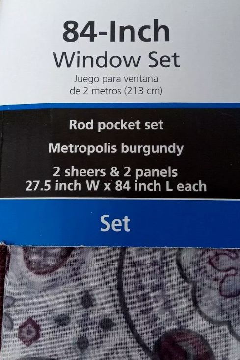 Mainstays 84-inch 4 pieces Window Curtain Set_1