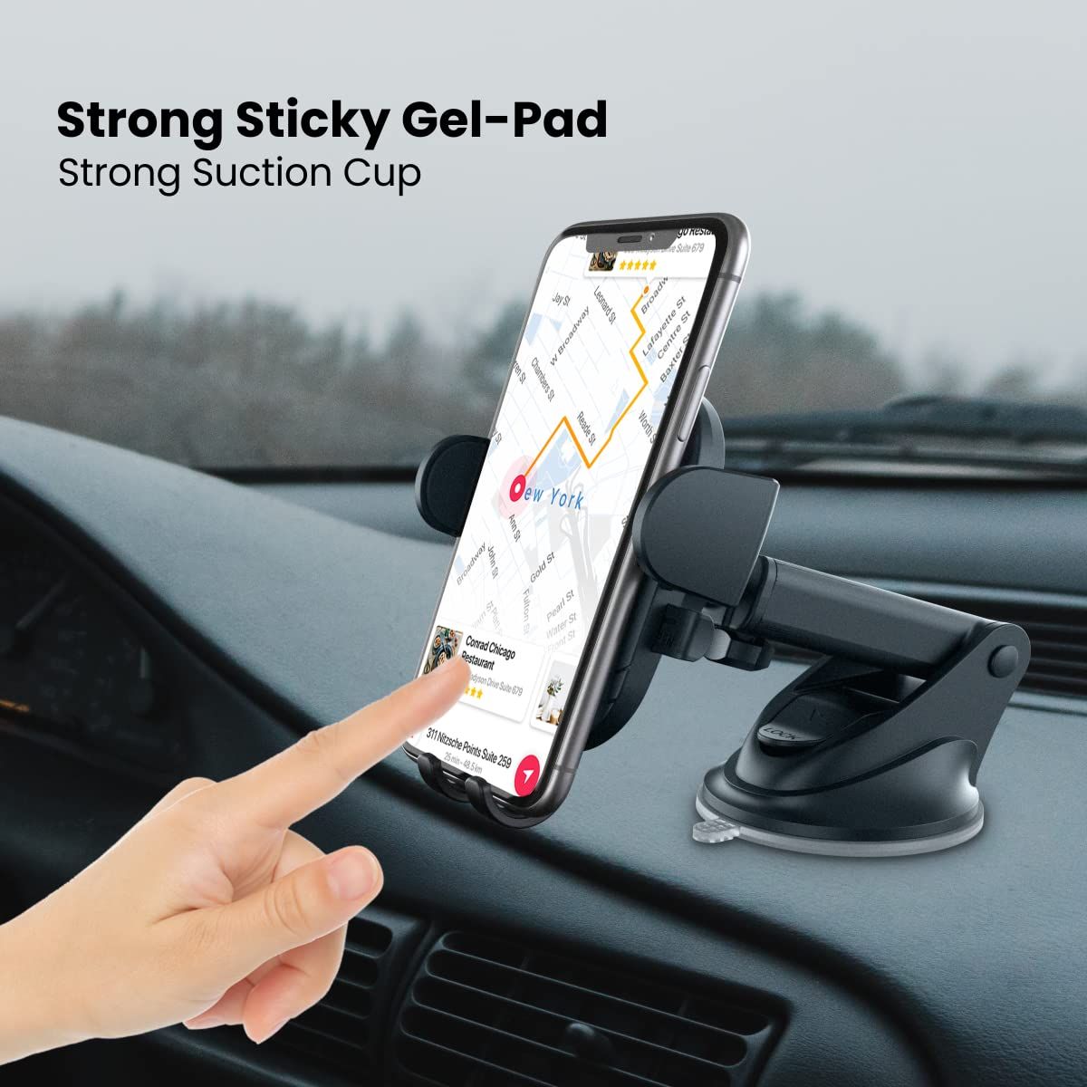 Portronics Clamp M2 Adjustable Car Mobile Phone Holder Stand for Dashboard & Windshield, 360° Rotational, Strong Suction Cup, Compatible with 4 to 6 inch Devices(Black)_2