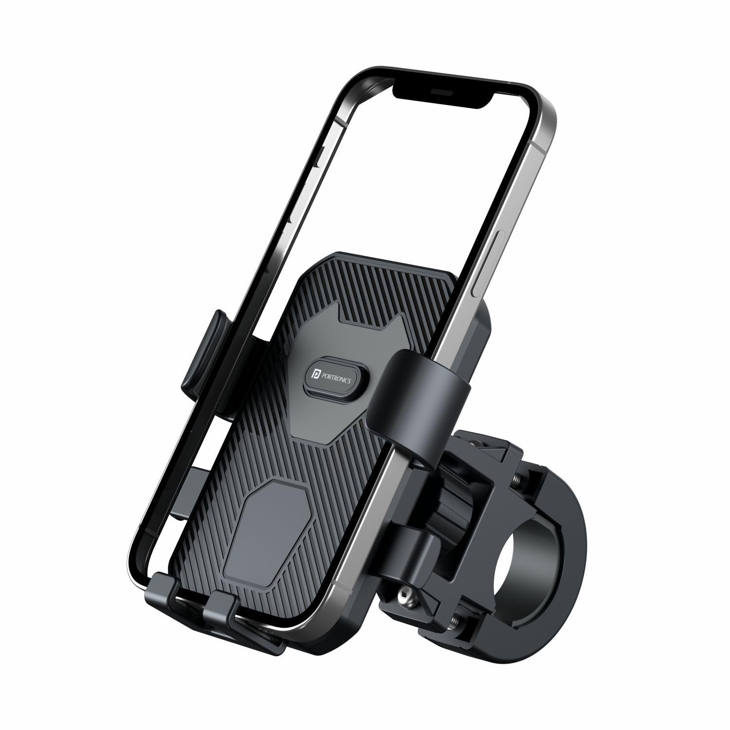 Portronics Mobike 4 Bike Phone Mount with 360° Rotational, Strong Hold for Bicycle, Motorcycle Compatible with 4.7 to 6.8 inch Devices(Black)_0