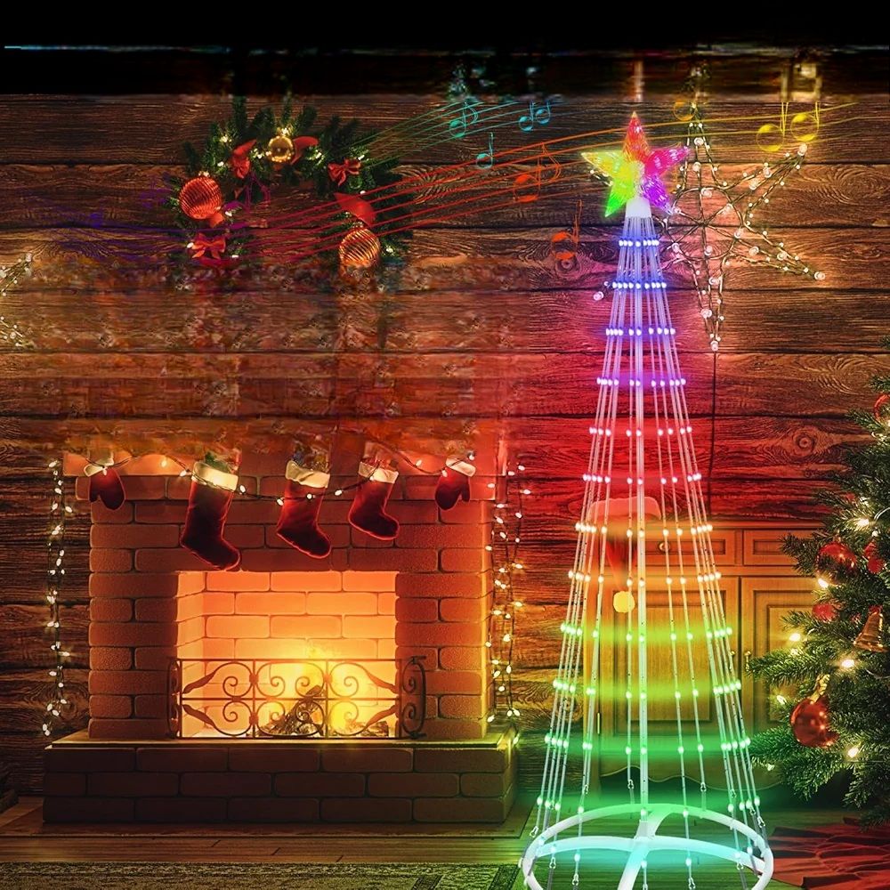 Cône de Sapin de Noël lumineux 1,5 mètres pour intérieur et extérieur , 205 LED , décoration extérieure/intérieure, spectacle de lumière pour jardin _2