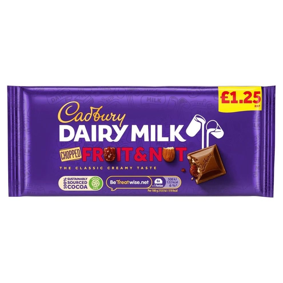 Cadbury Dairy Milk Fruit & Nut Chopped Chocolate Bar 95g_0