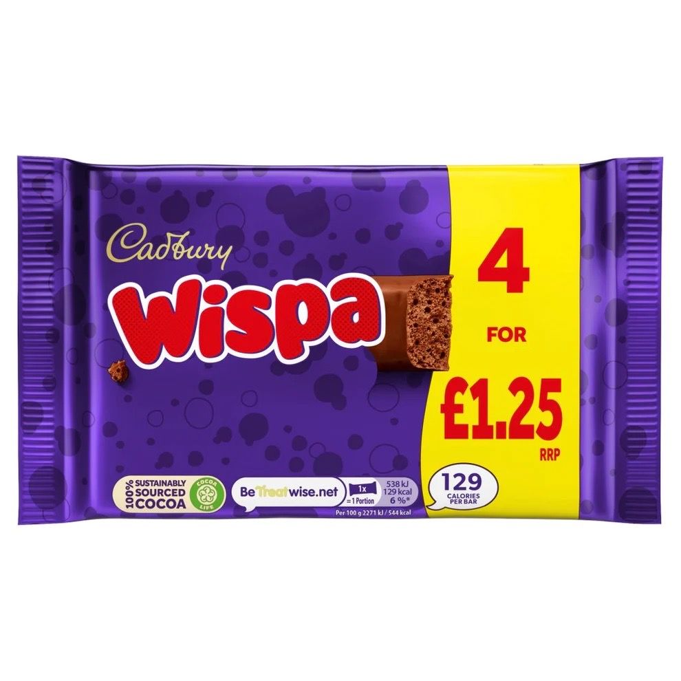 Cadbury Wispa Chocolate Bar 4 pack 94.8g_0