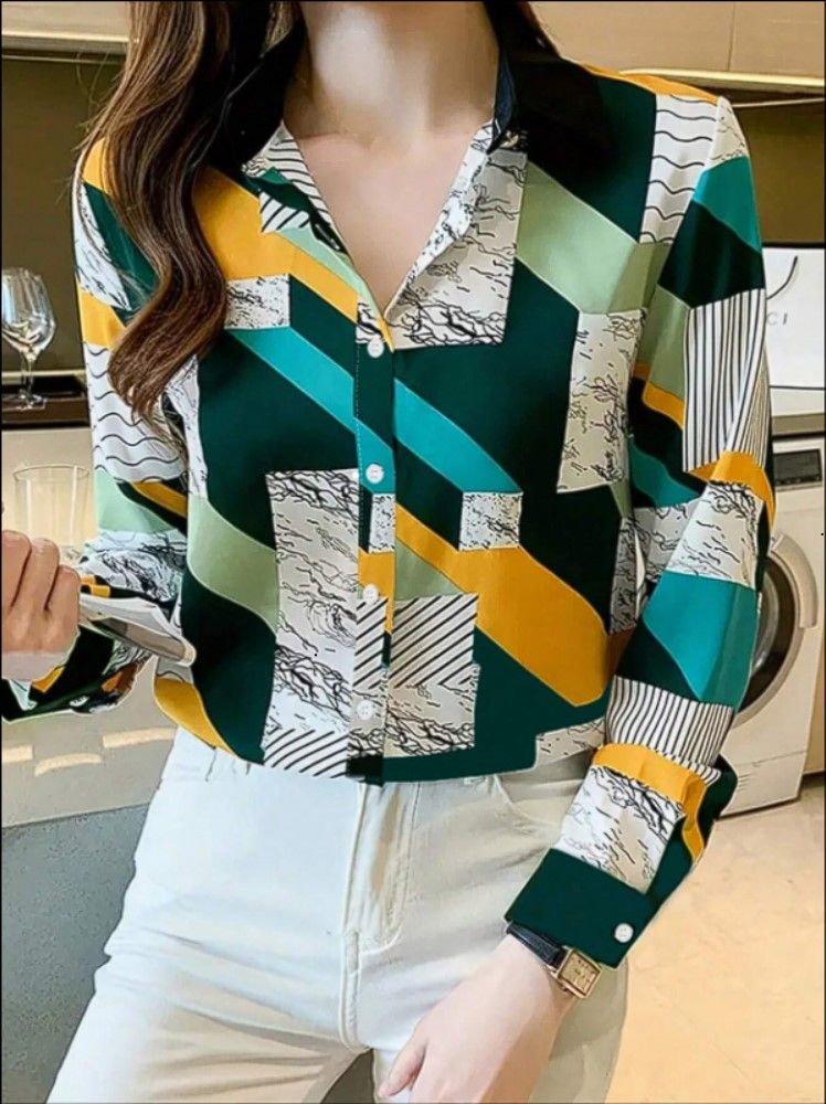 Women's Colorblock Print Blouse_0