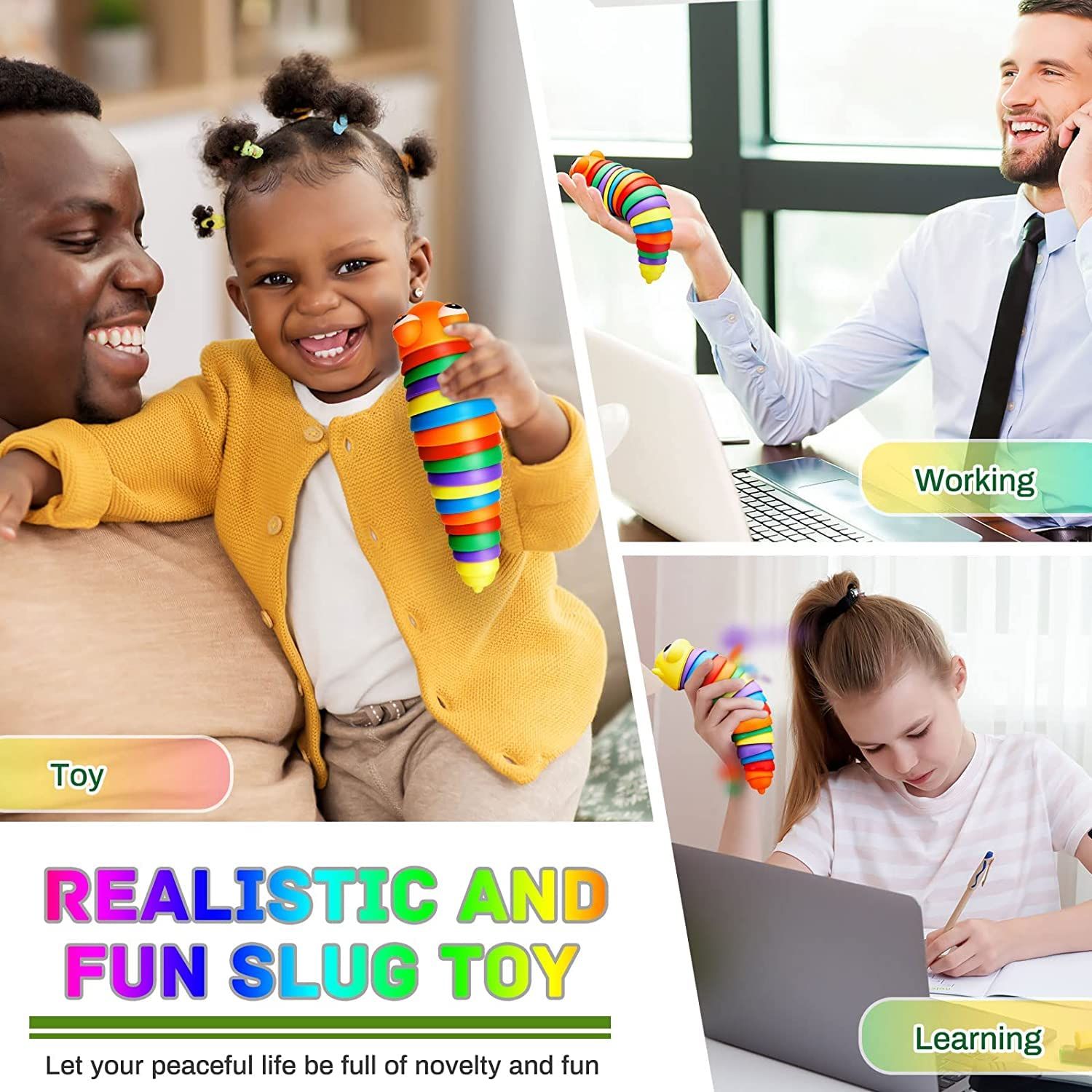 Jouets anti-stress drôles pour enfants et adultes - Cadeaux originaux Stress Son Relaxant Chenille Escargot Vers Heureux Son _3