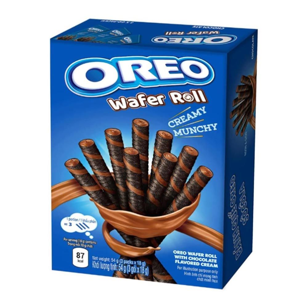 Oreo Chocolate Cream Filled Wafer Rolls 54g_0