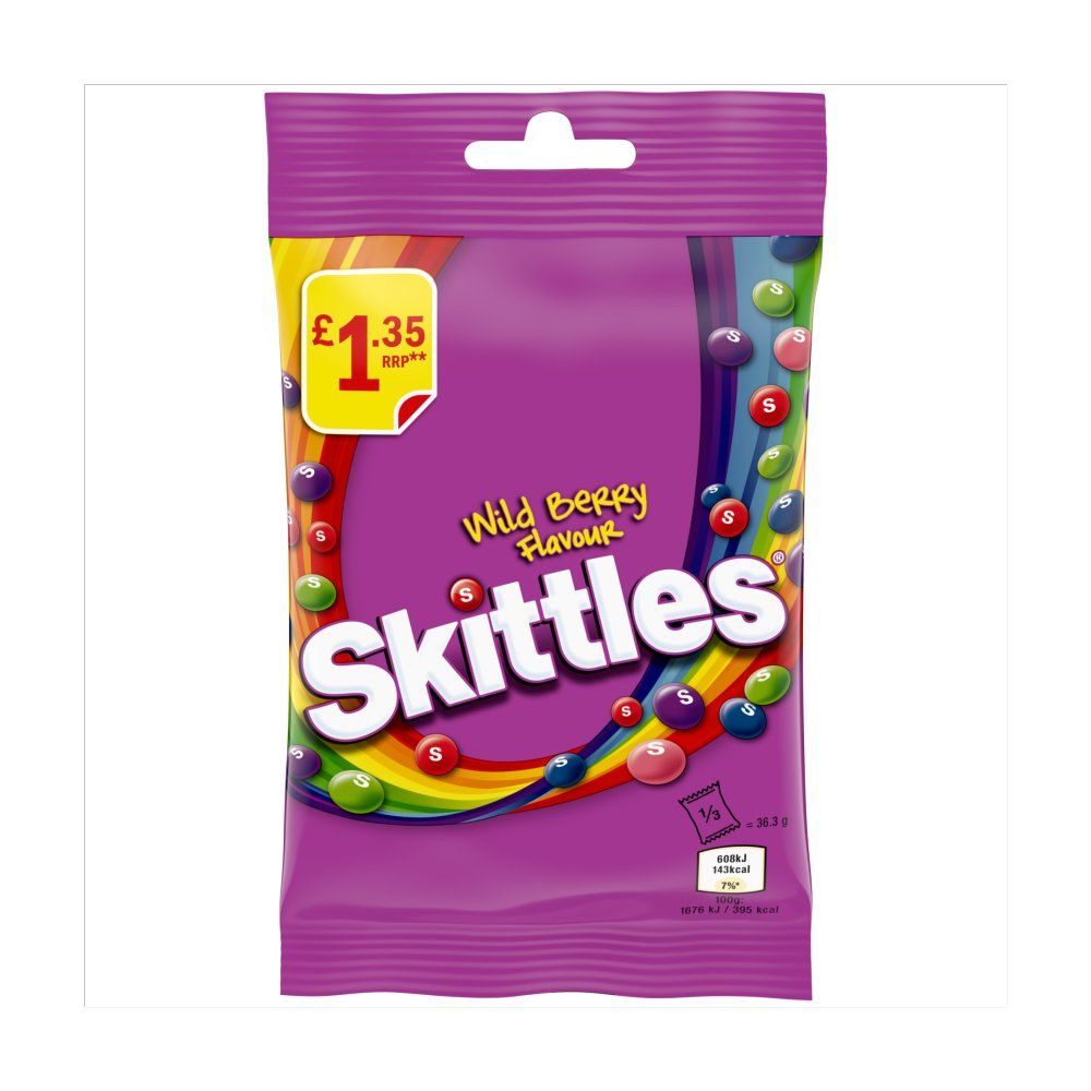 Skittles Vegan Chewy Sweets Wild Berry Fruit Flavoured Bag 109g_0