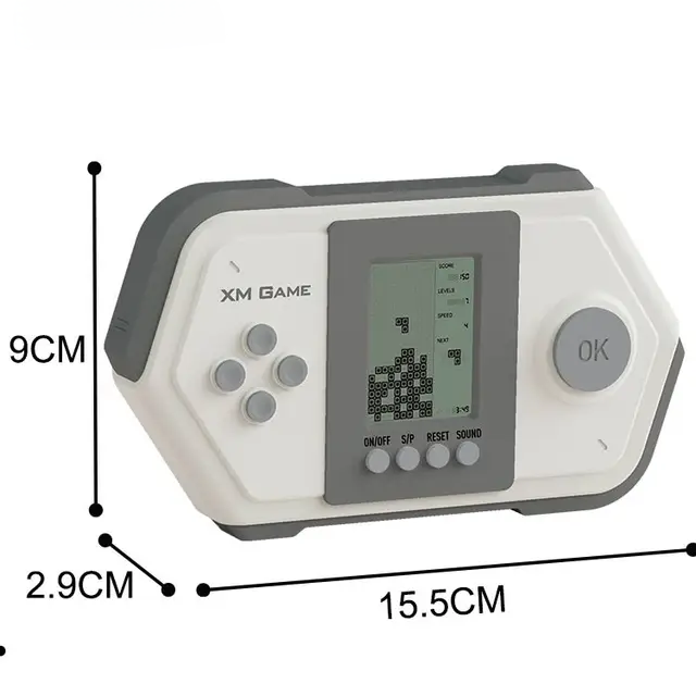 Tetris Console de jeu rétro HLF en forme de bloc cool 26 jeux de briques Bouton en silicone Alimenté par 2 piles AAA Vitesse/difficulté réglable Jouet de jeu portable pour enfants/adolescents/anniversaire _2