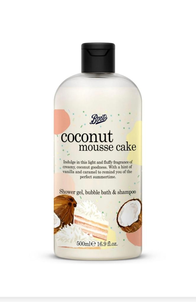 Boots Coconut Mousse Cake Shower Gel, Bubble Bath & Shampoo (500ml)_0