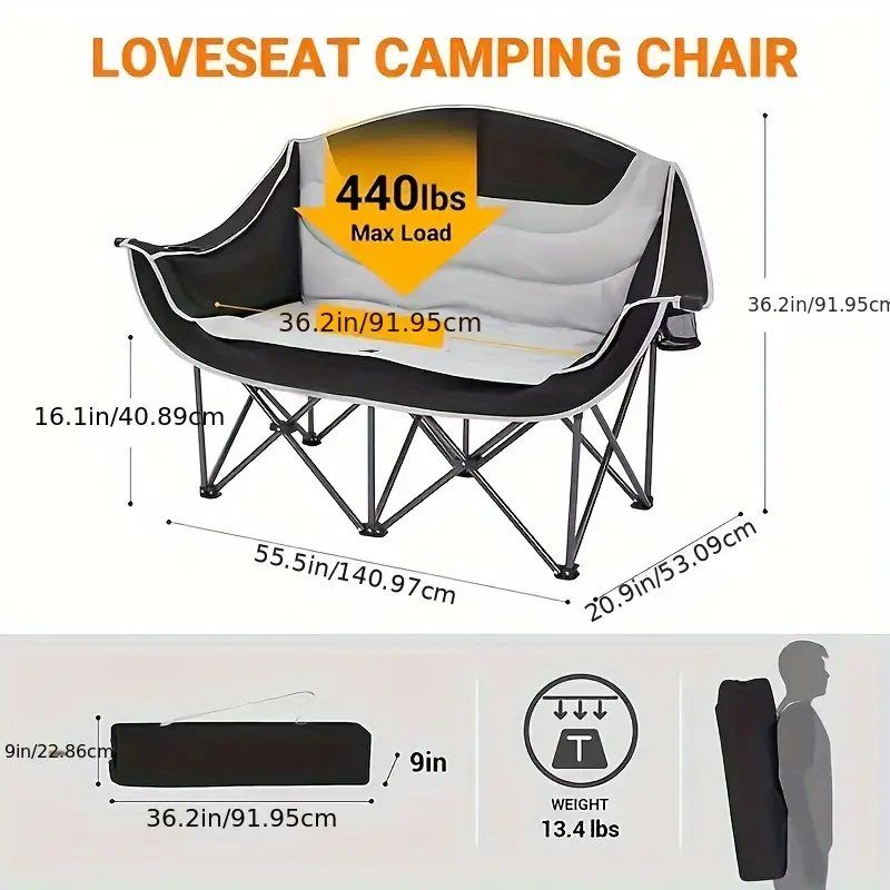 10 reviews 4.6 All reviews are from verified purchases Item reviews (10) Provider reviews (1,134) avatar 66***22 in  on 15 Oct 2024 2 Seater Folding Sofa - Camping Bed Received Quickly and Impressed With The Quality! Coincided with the declared characteristics by 💯 percentage!! We are very satisfied with the purchase for the family's vacation!! We thank the seller and the company for their work!! See more avatar so***ls in  on 20 Oct 2024 Looks great. Will be next year test. See more avatar Kirsten Elgner in  on 23 Sep 2024 Comfortable and stable See more T sent outdoors T sent outdoors 127 Followers 34K+ Sold 4.7  Established 1 year ago Details Save Report this item Bracket Material: Iron Alloy Seat Material: Oxford Cloth Age Range: Adult See more 2                 varnished aluminum alloy frame             sofa   for           armrest   details 02                 varnished aluminum alloy frame             sofa   for           armrest   details 0 2                 varnished aluminum alloy frame             sofa   for           armrest   details 12                 varnished aluminum alloy frame             sofa   for           armrest   details 1 2                 varnished aluminum alloy frame             sofa   for           armrest   details 22                 varnished aluminum alloy frame             sofa   for           armrest   details 2 2                 varnished aluminum alloy frame             sofa   for           armrest   details 32                 varnished aluminum alloy frame             sofa   for           armrest   details 3  Free shipping on all orders Limited-time offer 2-Person Portable Loveseat Camping Chair - Heavy-Duty Varnished Aluminum Alloy Frame, Water-Resistant Oxford Cloth Seat, Backpack Carry, Fixed Armrest Design for Outdoor _1