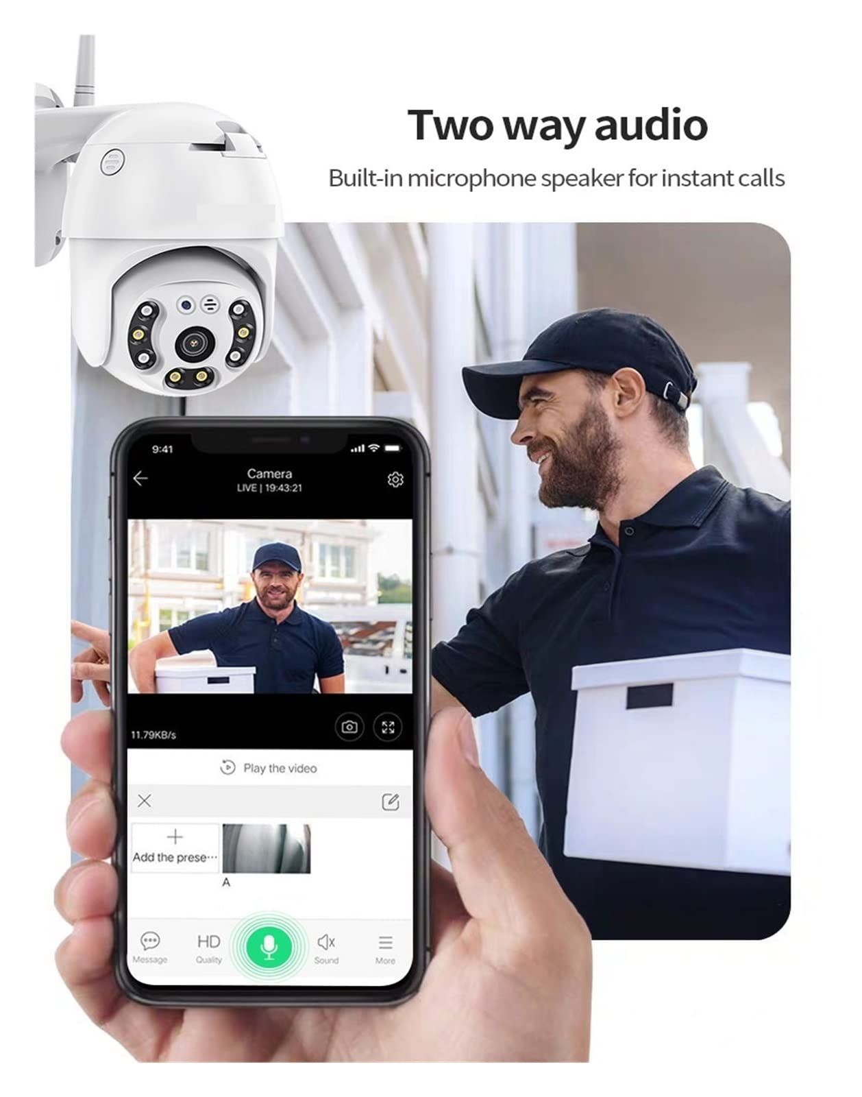 Security Camera Outdoor WiFi Security Camera 1080P & 3MP Auto Tracking Surveillance Wireless Camera CCTV White Light Security Camera_1