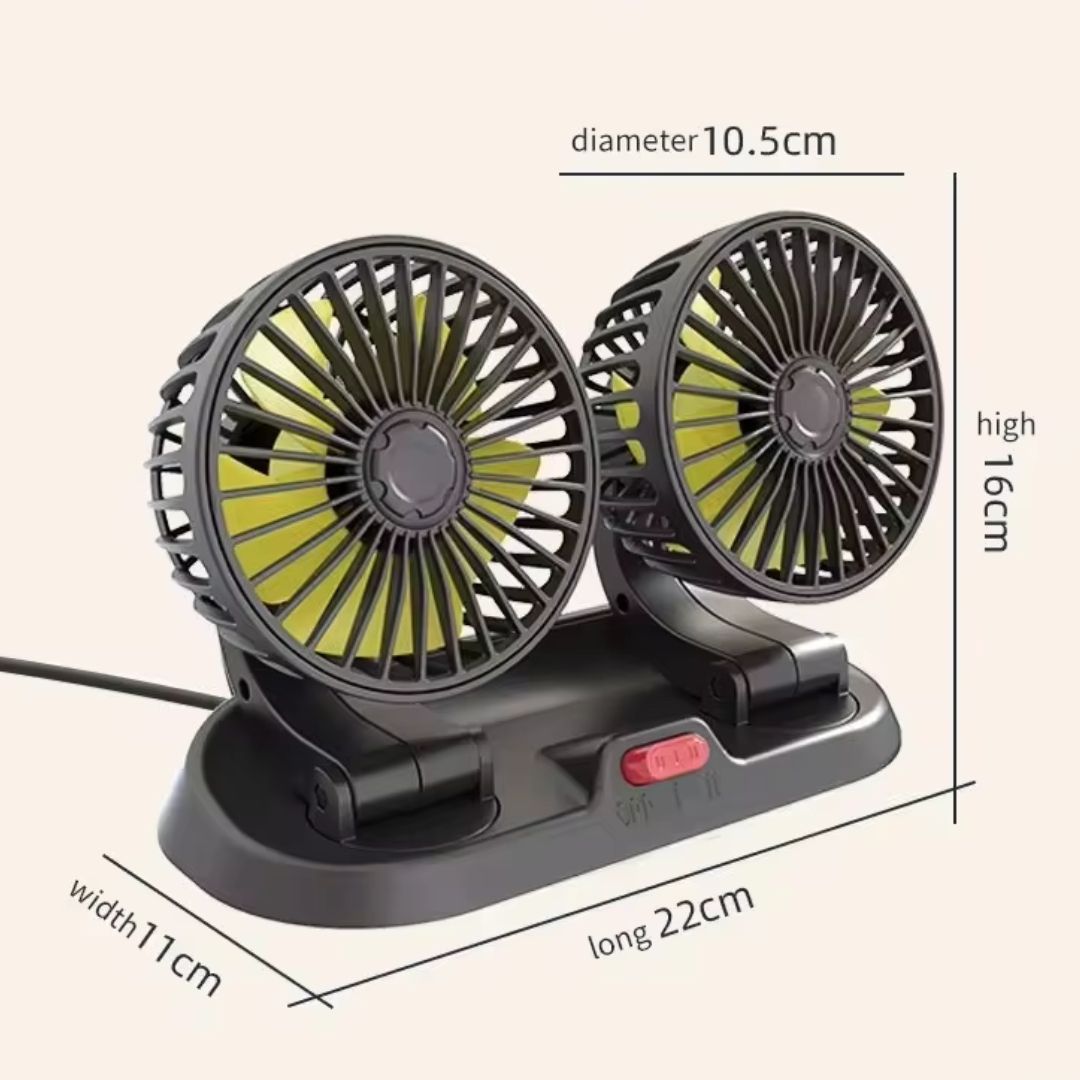 Ventilateur de Voiture antichaleur 12V à Double Tête Rotatif 360°_4