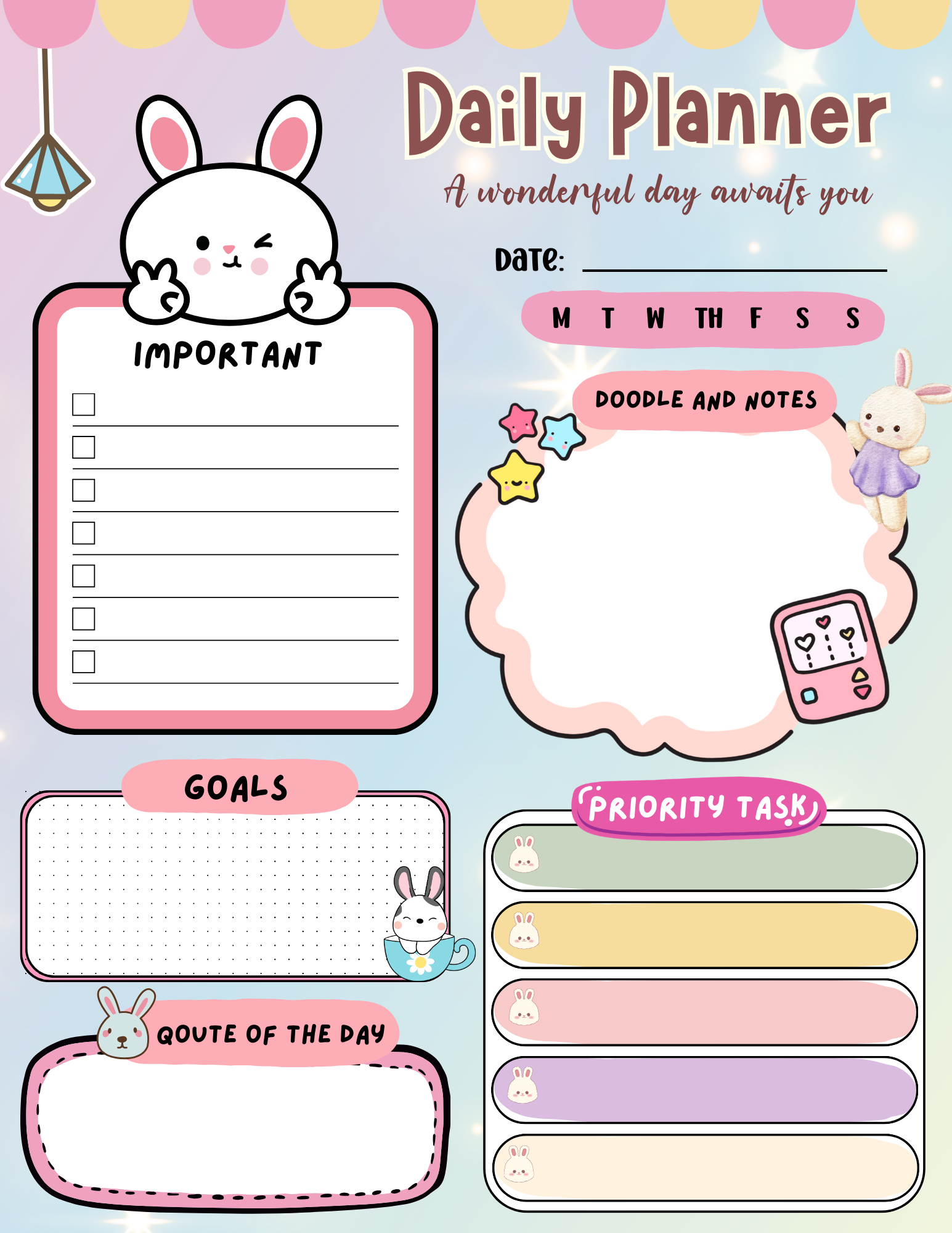 Bunny Daily Planner Notepad_0