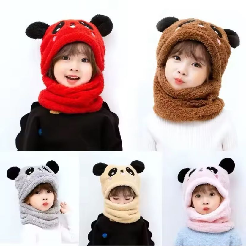 Kid's Wool Panda Cartoon Winter Cap for Boys & Girls Free Size_0