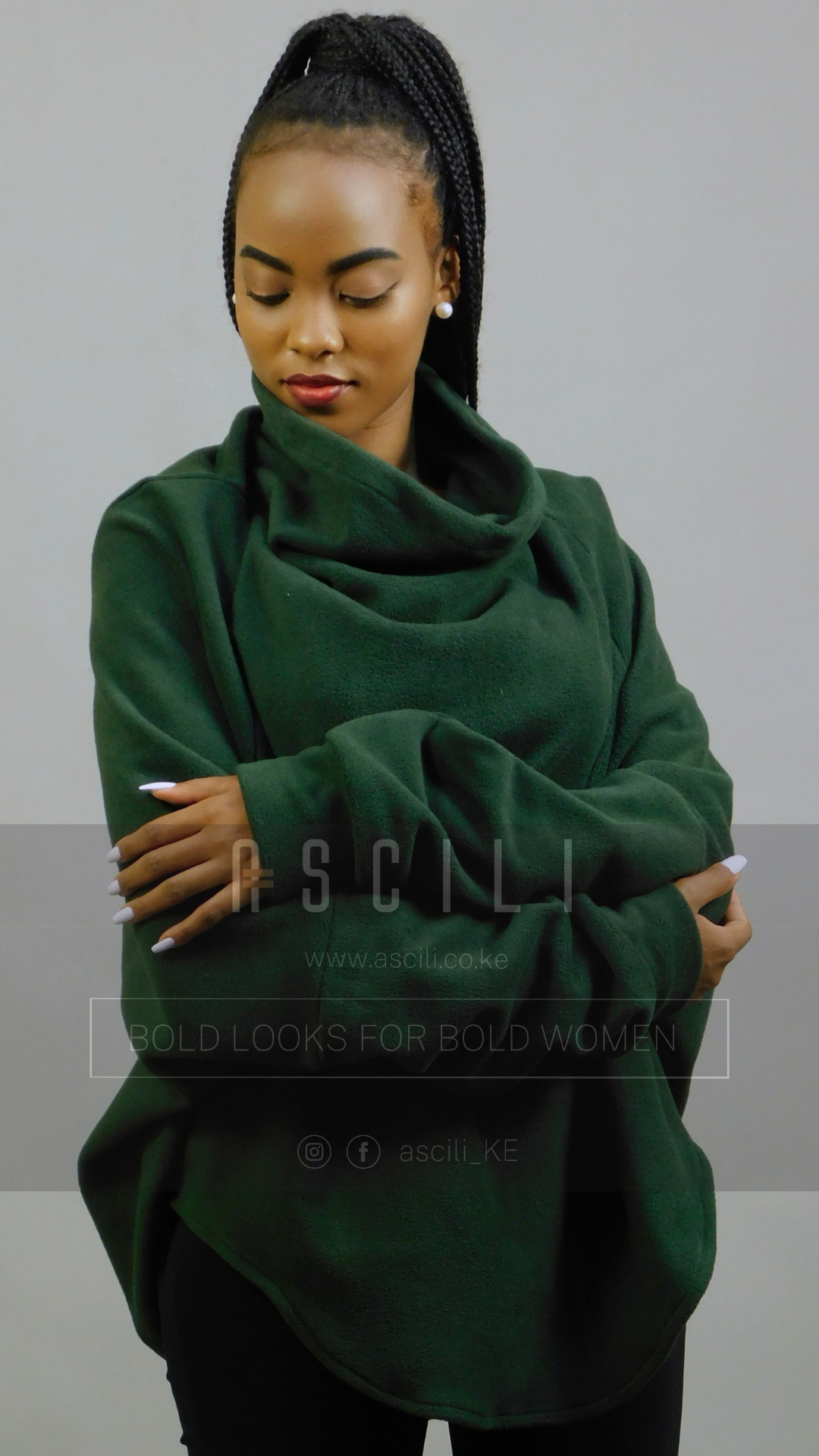 Ascili Snuggy Cardigan - Green plain_0