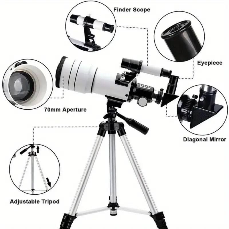 High-Definition Astronomical Telescope with 150x Magnification, 300mm Focal Length & 70mm Objective Lens - Perfect for Stargazing, Camping & Travel_0