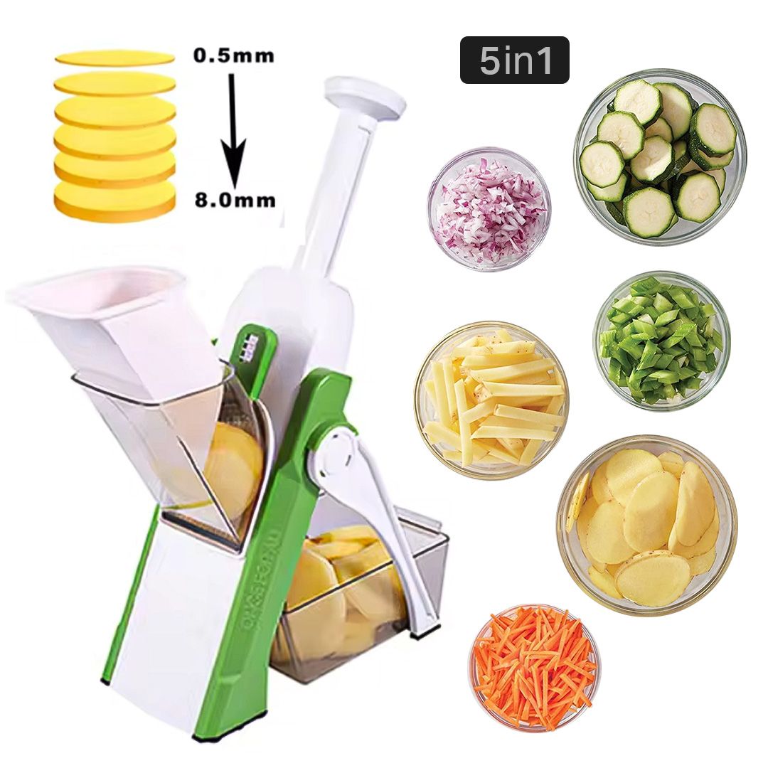 (5 In 1) Mandoline Spring Slicer Cutter Adjustable Slicer, Vegetable Chopper_1