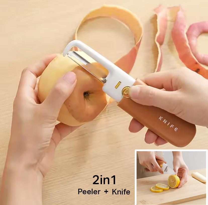 Portable 2-in-1 Stainless Steel Peeler & Knife for Fruits & Vegetables_2