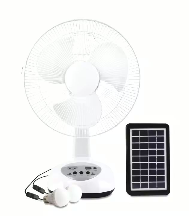  12 Inches Rechargeable Table Fan With Solar_0