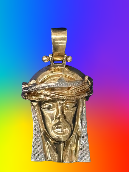 14k yellow and white gold(Two-Tone) Jesus Head pendant, 12.60 gram_0