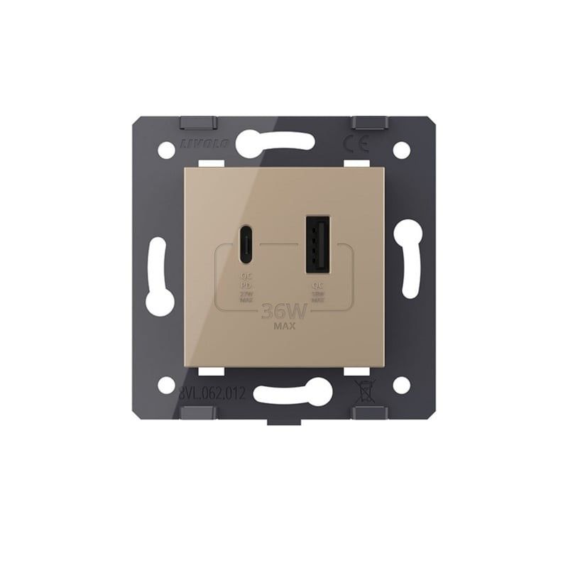 Mécanisme simple 36W USB A+B doré_0