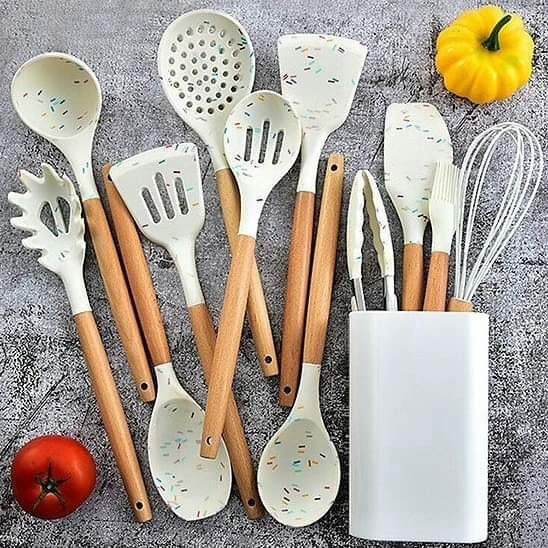 Unique white marble Silicon spoon set_0