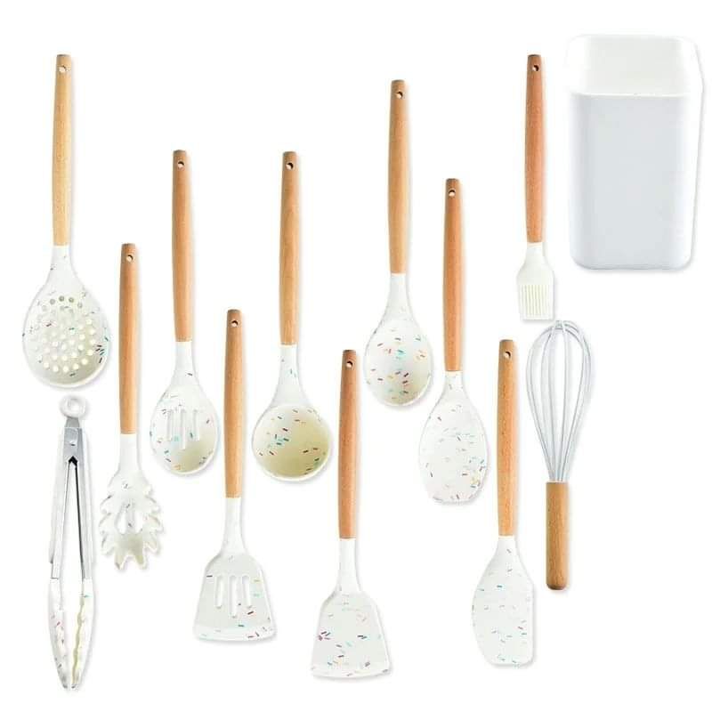 Unique white marble Silicon spoon set_5