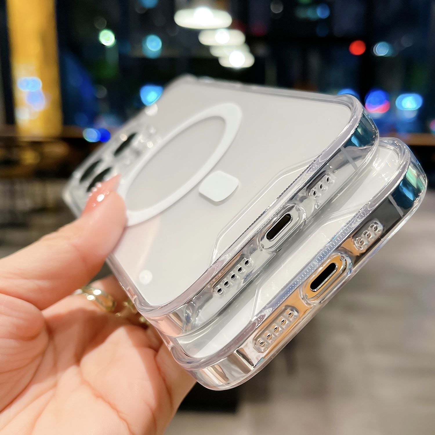 For iPhone 16 Pro Space MagSafe Acrylic Hybrid TPU Phone Case(Transparent)_5