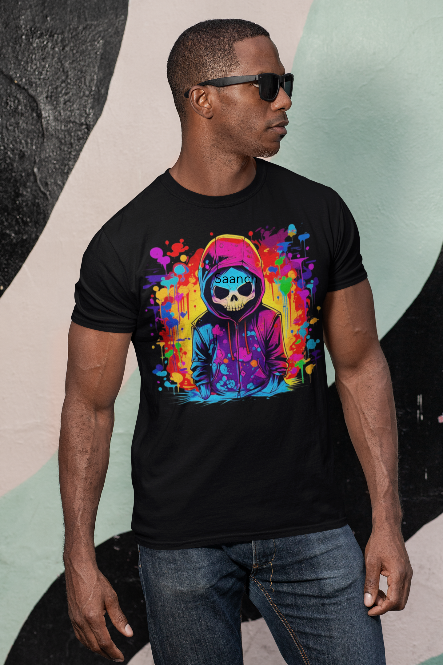 Men's Cotton T-shirt Colored Skull_0