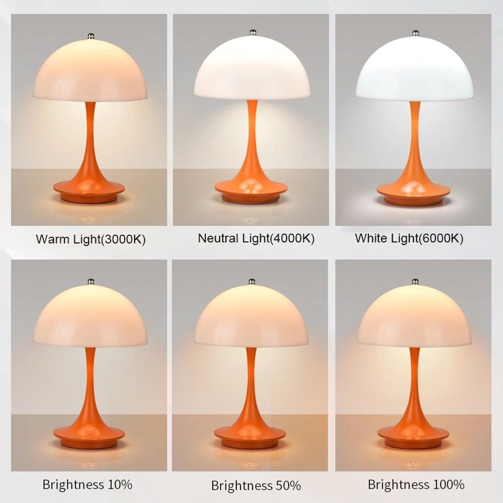 USB Charging Mushroom Desk Lamp Touch Eye Protection Bedroom Bedside Lamp White_2