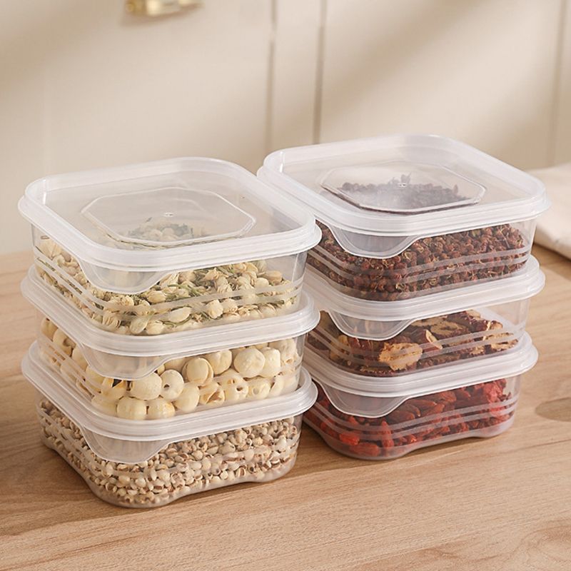 6pcs Transparent Food Storage Box Refrigerator Vegetable Meat Container, Style: 350ml Transparent Lid_0