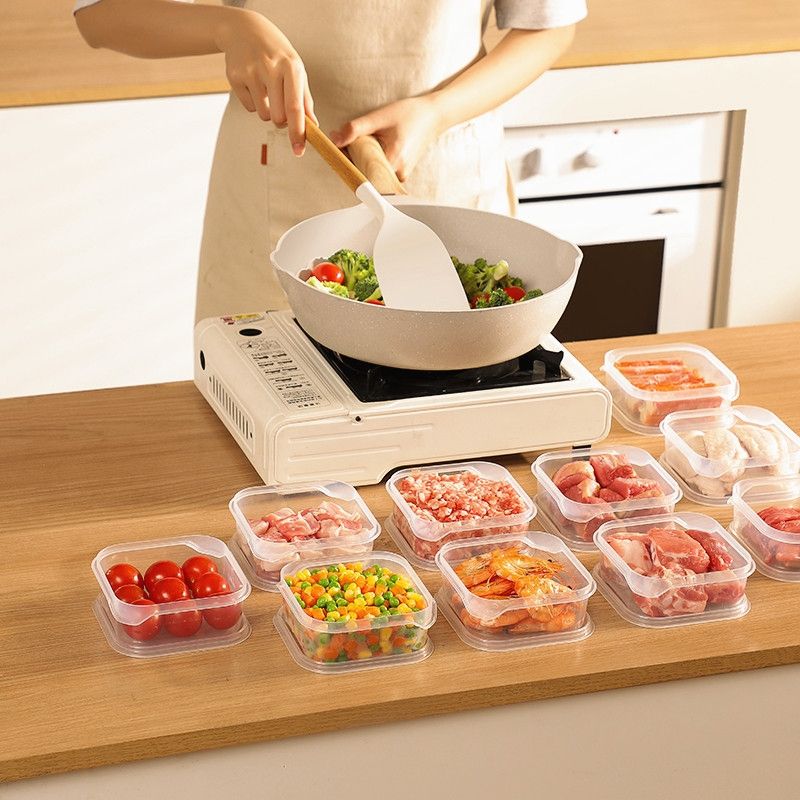 6pcs Transparent Food Storage Box Refrigerator Vegetable Meat Container, Style: 350ml Transparent Lid_1