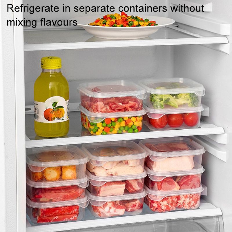 6pcs Transparent Food Storage Box Refrigerator Vegetable Meat Container, Style: 350ml Transparent Lid_2