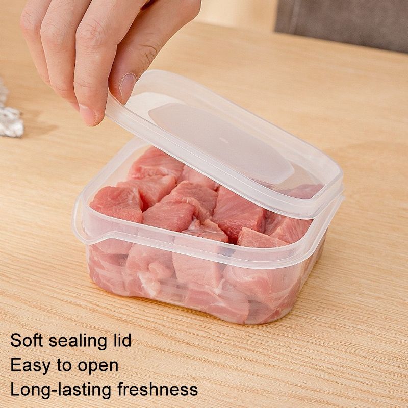 6pcs Transparent Food Storage Box Refrigerator Vegetable Meat Container, Style: 350ml Transparent Lid_3