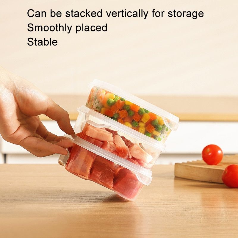 6pcs Transparent Food Storage Box Refrigerator Vegetable Meat Container, Style: 350ml Transparent Lid_7