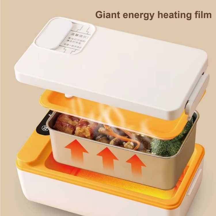 1000ml Wireless Heating Lunch Box USB Rechargeable Bento Box English Version Yellow_5