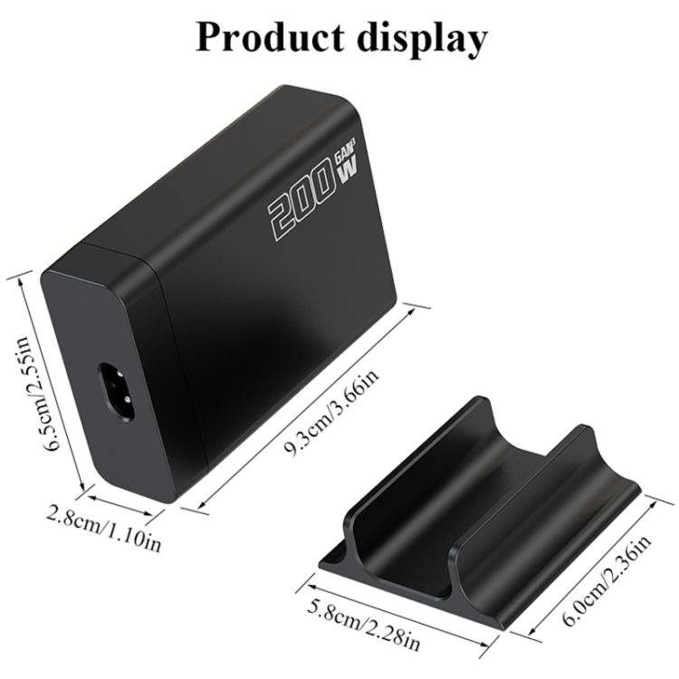 200W GaN 4 Type-C 2 USB Multi Ports Sharing Desktop Charger, Plug:UK Plug White_1