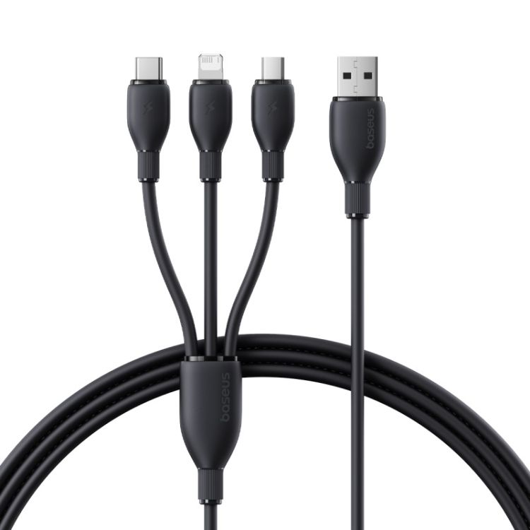 Baseus 1.3m Ultra-Fast 3 in 1 3.5A Fast Charging Cable(Black)_0