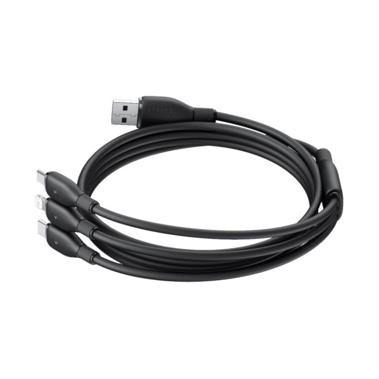 Baseus 1.3m Ultra-Fast 3 in 1 3.5A Fast Charging Cable(Black)_1