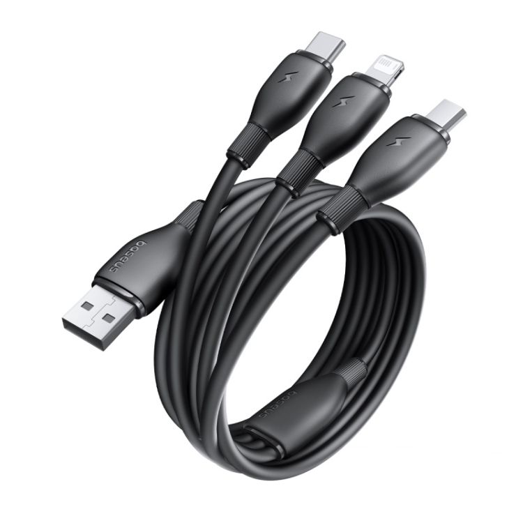 Baseus 1.3m Ultra-Fast 3 in 1 3.5A Fast Charging Cable(Black)_2