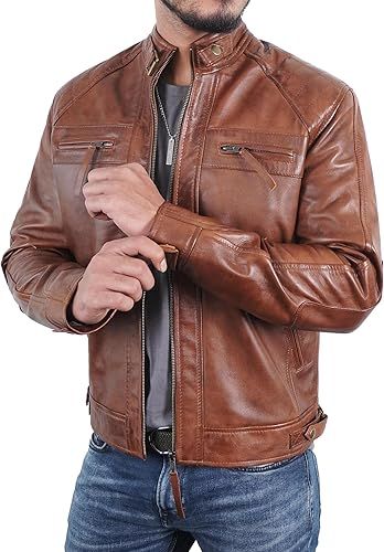 Leather Jackets for Men Fashion - Quilted Shoulders Mens Leather Jacket_0