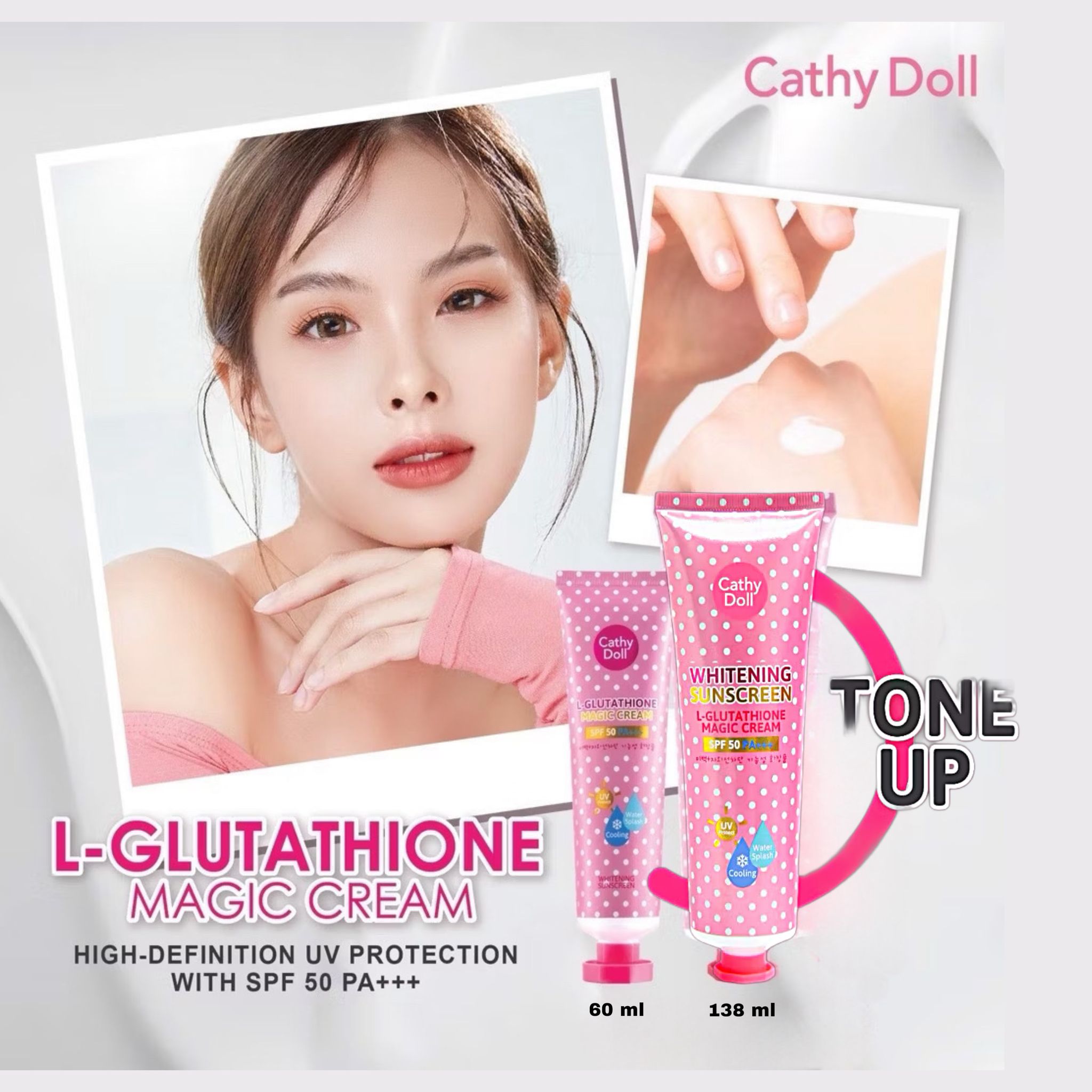 CATHY DOLL L-Glutathione Magic Cream Whitening Sunscreen SPF50 _0