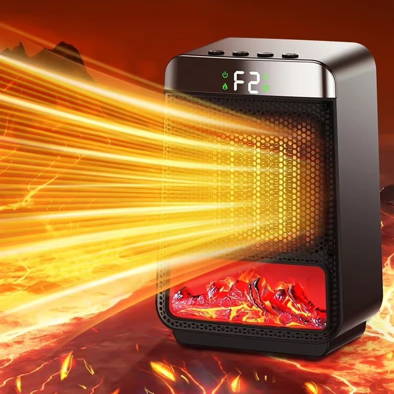 Desktop PTC Heater Dynamic Flame Light Warmer UK Plug _1