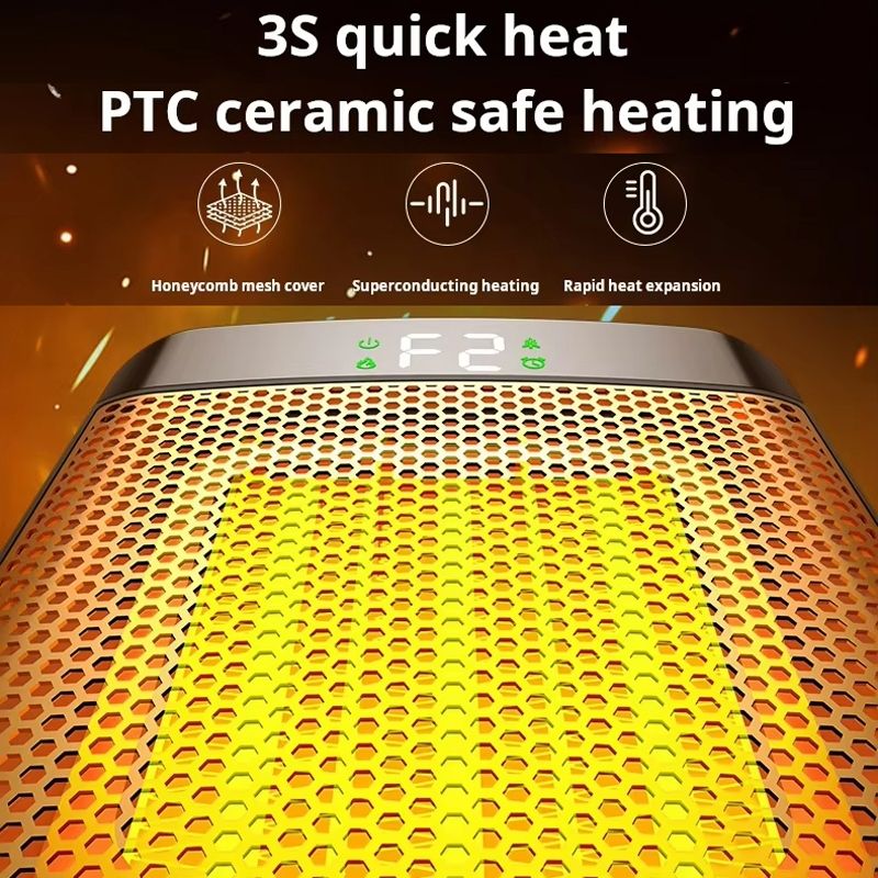 Desktop PTC Heater Dynamic Flame Light Warmer UK Plug _6