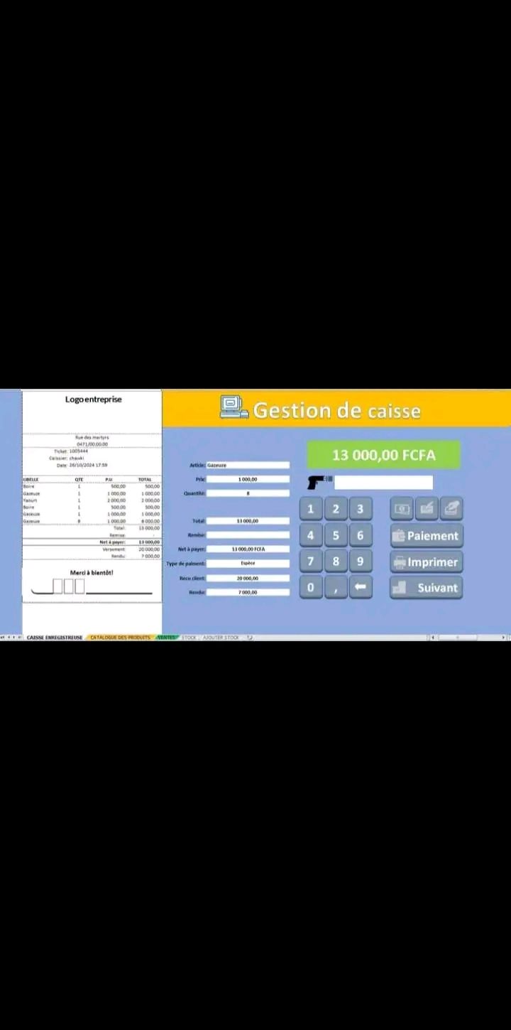 Caisse enregistreuse sur excel_0