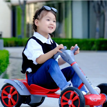 Go-kart électrique pour enfants, grande batterie, Double roue motrice, peut s'asseoir sur les quatre roues carrées, lumières extérieures_2